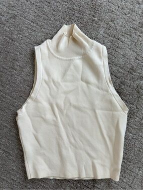 Zara Sleeveless Mock Neck Knit Top - Cream